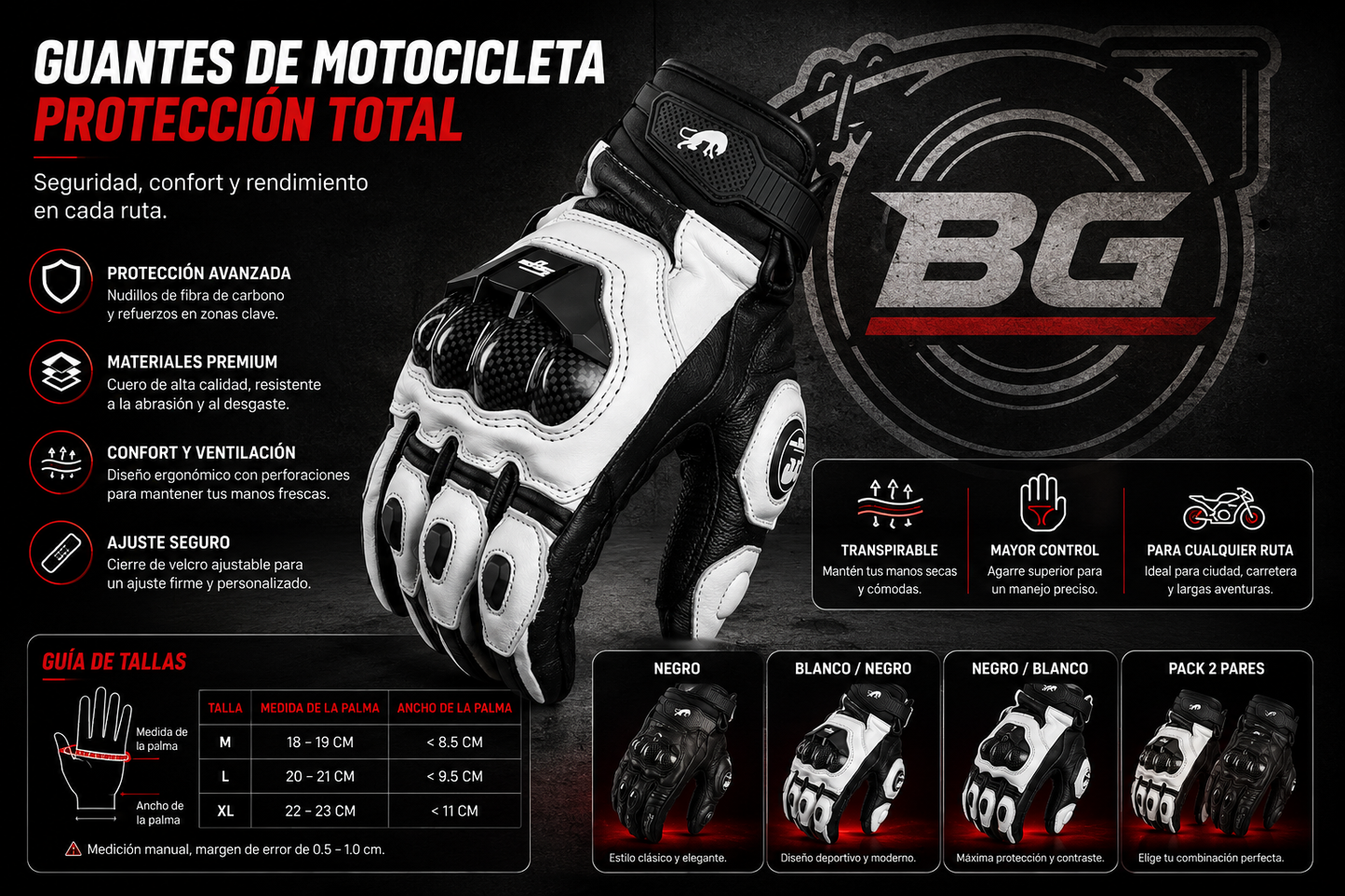Guantes de Moto Premium | Impermeables · Táctiles · Cortaviento